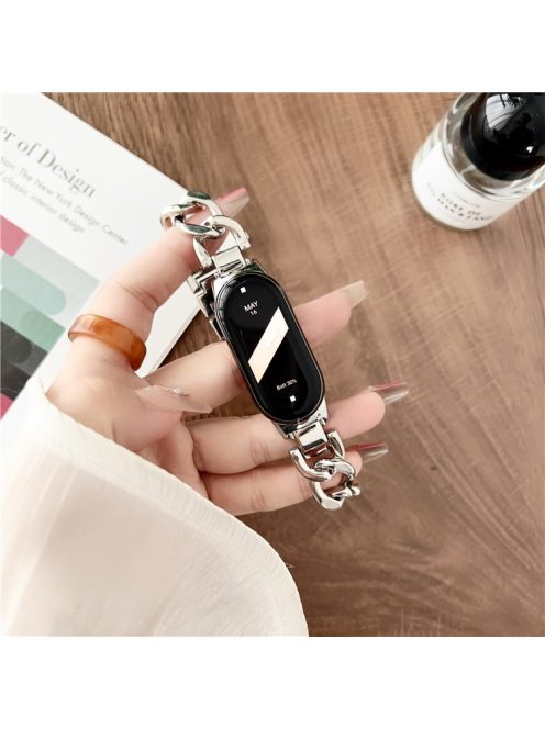 For Xiaomi Mi Band 9 NFC / Mi Band 9 / Smart Band 8 NFC / Smart Band 8 Chain Strap Zinc Alloy Metal Smartwatch Bands with Connector - Silver