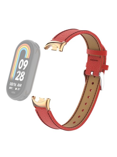 For Xiaomi Mi Band 9 NFC / Mi Band 9 / Smart Band 8 NFC / Smart Band 8 Genuine Cow Leather Watch Band Watch Strap with Connector - Red