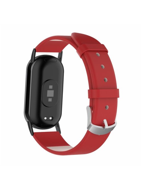 For Xiaomi Mi Band 9 NFC / Mi Band 9 / Smart Band 8 NFC / Smart Band 8 Genuine Cow Leather Watch Bands Replacement Bracelet with Connector - Red