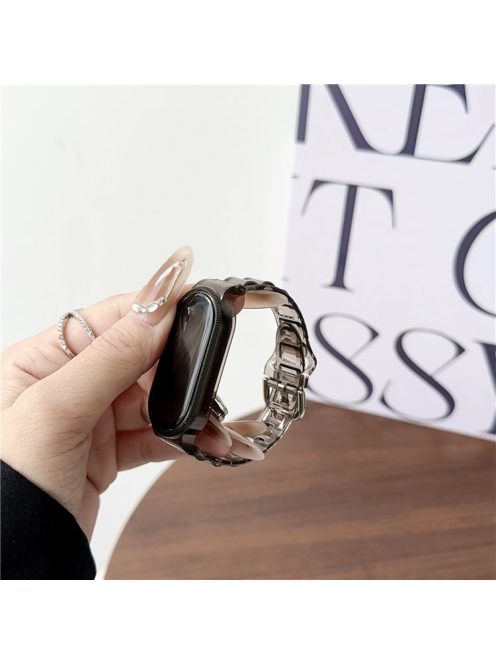 For Xiaomi Mi Band 9 NFC / Mi Band 9 / Smart Band 8 NFC / Smart Band 8 Ice Cube Texture Watch Strap Flexible TPU Watchband - Tea Brown