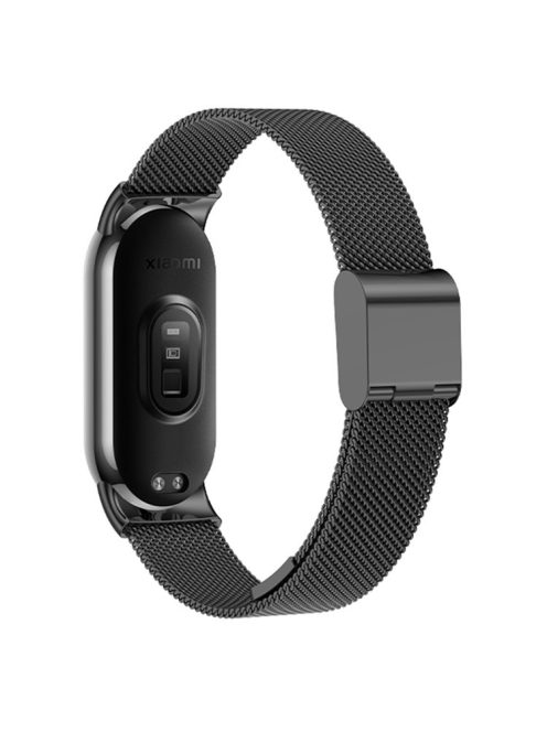 For Xiaomi Mi Band 9 NFC / Mi Band 9 / Smart Band 8 NFC / Smart Band 8 Milanese Smartwatch Strap Metal Fine Mesh Wrist Band with Buckle - Black