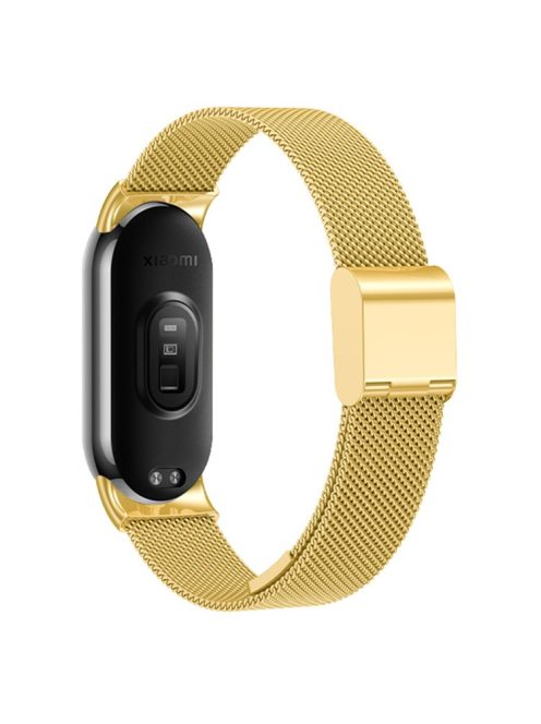 For Xiaomi Mi Band 9 NFC / Mi Band 9 / Smart Band 8 NFC / Smart Band 8 Milanese Smartwatch Strap Metal Fine Mesh Wrist Band with Buckle - Gold