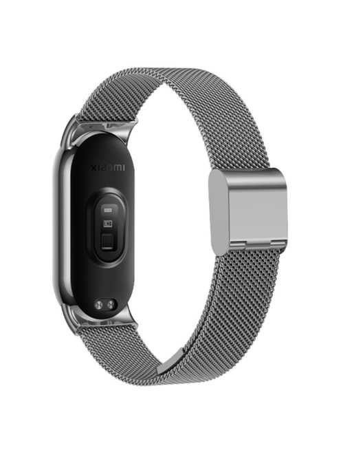 For Xiaomi Mi Band 9 NFC / Mi Band 9 / Smart Band 8 NFC / Smart Band 8 Milanese Smartwatch Strap Metal Fine Mesh Wrist Band with Buckle - Grey