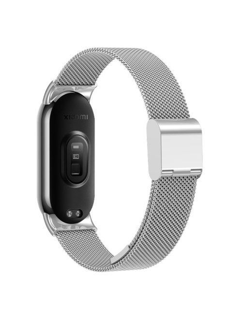 For Xiaomi Mi Band 9 NFC / Mi Band 9 / Smart Band 8 NFC / Smart Band 8 Milanese Smartwatch Strap Metal Fine Mesh Wrist Band with Buckle - Silver