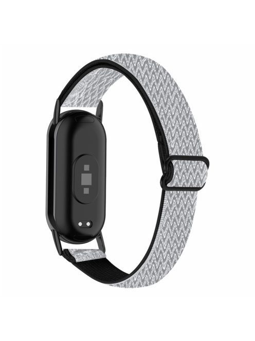 For Xiaomi Mi Band 9 NFC / Mi Band 9 / Smart Band 8 NFC / Smart Band 8 Nylon Braided Watch Strap Quick Release Elastic Watch Band - Black White