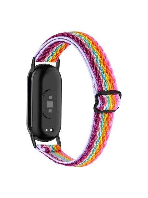 For Xiaomi Mi Band 9 NFC / Mi Band 9 / Smart Band 8 NFC / Smart Band 8 Nylon Braided Watch Strap Quick Release Elastic Watch Band - Orange Pink