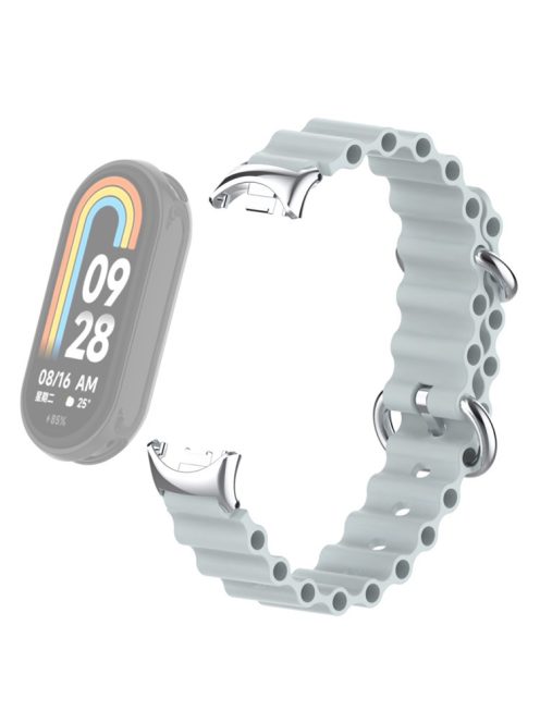 For Xiaomi Mi Band 9 NFC / Mi Band 9 / Smart Band 8 NFC / Smart Band 8 Ocean Band Adjustable Loop Sport Watch Strap with Connector - Grey