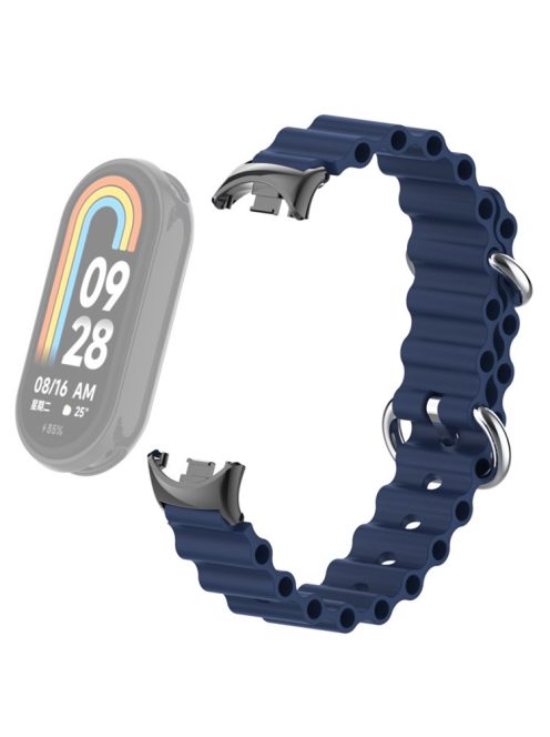 For Xiaomi Mi Band 9 NFC / Mi Band 9 / Smart Band 8 NFC / Smart Band 8 Ocean Band Adjustable Loop Sport Watch Strap with Connector - Midnight Blue