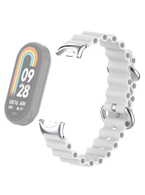 For Xiaomi Mi Band 9 NFC / Mi Band 9 / Smart Band 8 NFC / Smart Band 8 Ocean Band Adjustable Loop Sport Watch Strap with Connector - White