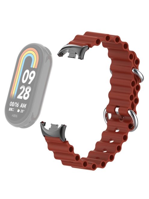 For Xiaomi Mi Band 9 NFC / Mi Band 9 / Smart Band 8 NFC / Smart Band 8 Ocean Band Adjustable Loop Sport Watch Strap with Connector - Wine Red