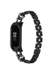   For Xiaomi Mi Band 9 NFC / Mi Band 9 / Smart Band 8 NFC / Smart Band 8 Rhinestone Decor Metal Watch Strap Replacement Smartwatch Band - Black