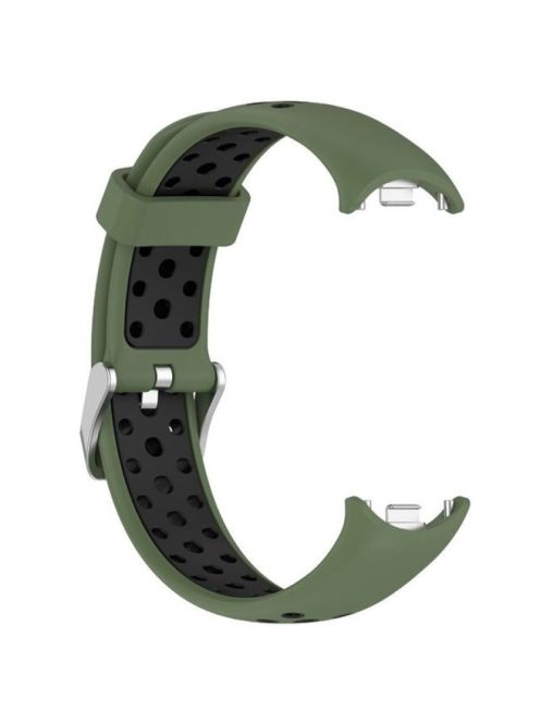 For Xiaomi Mi Band 9 NFC / Mi Band 9 / Smart Band 8 NFC / Smart Band 8 Silicone Watch Band Dual Color Adjustable Wrist Strap - Army Green+Black