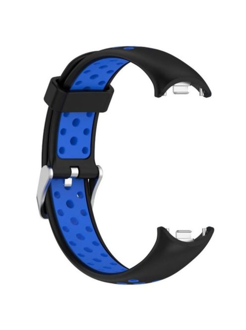 For Xiaomi Mi Band 9 NFC / Mi Band 9 / Smart Band 8 NFC / Smart Band 8 Silicone Watch Band Dual Color Adjustable Wrist Strap - Black+Blue