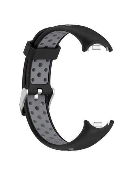 For Xiaomi Mi Band 9 NFC / Mi Band 9 / Smart Band 8 NFC / Smart Band 8 Silicone Watch Band Dual Color Adjustable Wrist Strap - Black+Grey