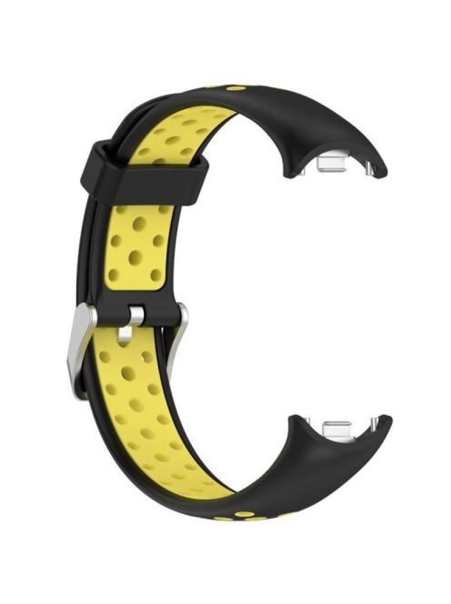 For Xiaomi Mi Band 9 NFC / Mi Band 9 / Smart Band 8 NFC / Smart Band 8 Silicone Watch Band Dual Color Adjustable Wrist Strap - Black+Yellow