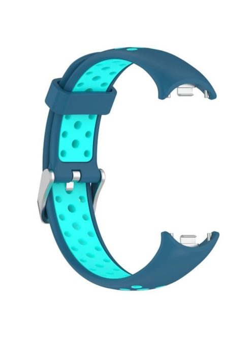 For Xiaomi Mi Band 9 NFC / Mi Band 9 / Smart Band 8 NFC / Smart Band 8 Silicone Watch Band Dual Color Adjustable Wrist Strap - Blue+Teal Green