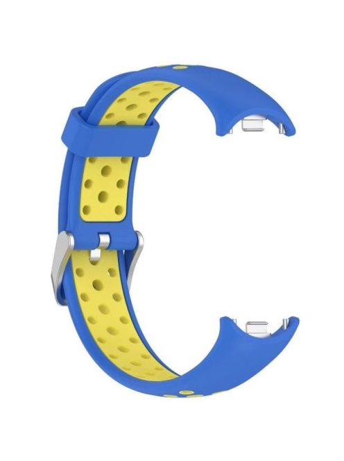 For Xiaomi Mi Band 9 NFC / Mi Band 9 / Smart Band 8 NFC / Smart Band 8 Silicone Watch Band Dual Color Adjustable Wrist Strap - Blue+Yellow