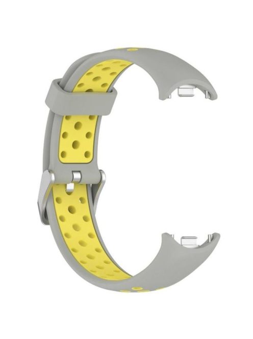 For Xiaomi Mi Band 9 NFC / Mi Band 9 / Smart Band 8 NFC / Smart Band 8 Silicone Watch Band Dual Color Adjustable Wrist Strap - Grey+Yellow