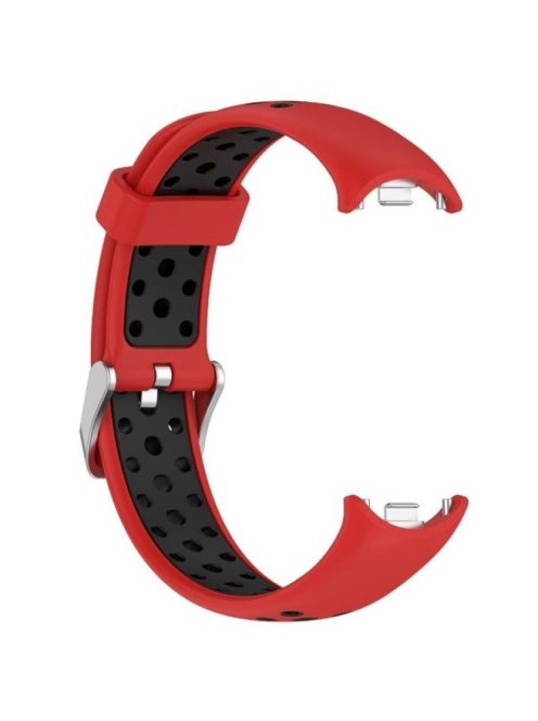 For Xiaomi Mi Band 9 NFC / Mi Band 9 / Smart Band 8 NFC / Smart Band 8 Silicone Watch Band Dual Color Adjustable Wrist Strap - Red+Black