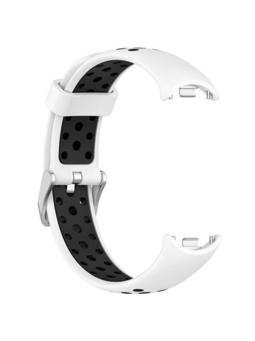 For Xiaomi Mi Band 9 NFC / Mi Band 9 / Smart Band 8 NFC / Smart Band 8 Silicone Watch Band Dual Color Adjustable Wrist Strap - White+Black