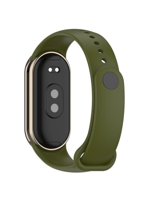 For Xiaomi Mi Band 9 NFC / Mi Band 9 / Smart Band 8 NFC / Smart Band 8 Silicone Watch Bands Strap with Metal Connector - Army Green