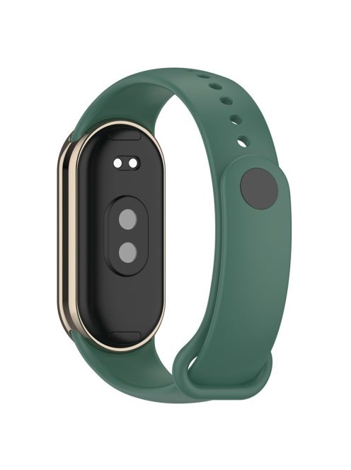 For Xiaomi Mi Band 9 NFC / Mi Band 9 / Smart Band 8 NFC / Smart Band 8 Silicone Watch Bands Strap with Metal Connector - Dark Green