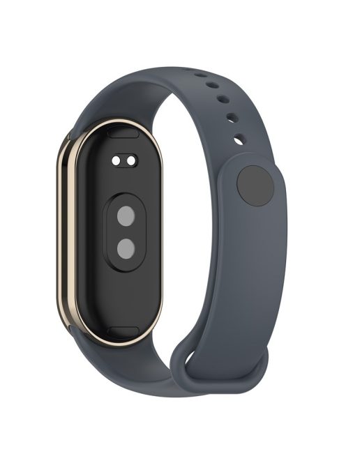 For Xiaomi Mi Band 9 NFC / Mi Band 9 / Smart Band 8 NFC / Smart Band 8 Silicone Watch Bands Strap with Metal Connector - Platinum Steel Grey