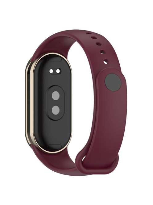 For Xiaomi Mi Band 9 NFC / Mi Band 9 / Smart Band 8 NFC / Smart Band 8 Silicone Watch Bands Strap with Metal Connector - Wine Red