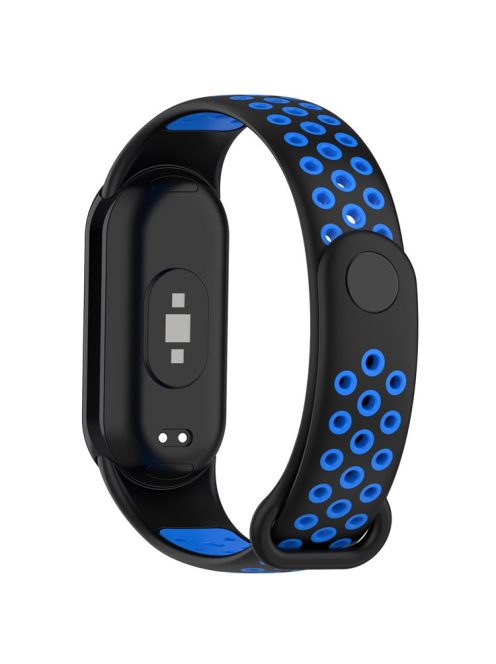 For Xiaomi Mi Band 9 NFC / Mi Band 9 / Smart Band 8 NFC / Smart Band 8 Silicone Watch Bands Strap with Silicone Connector - Black+Blue