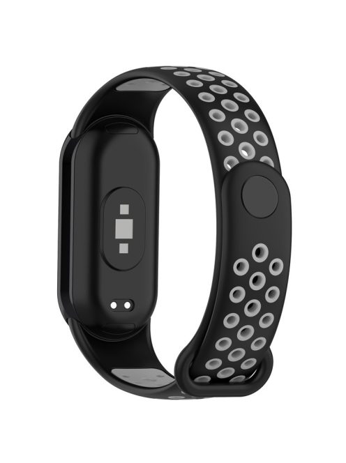 For Xiaomi Mi Band 9 NFC / Mi Band 9 / Smart Band 8 NFC / Smart Band 8 Silicone Watch Bands Strap with Silicone Connector - Black+Grey