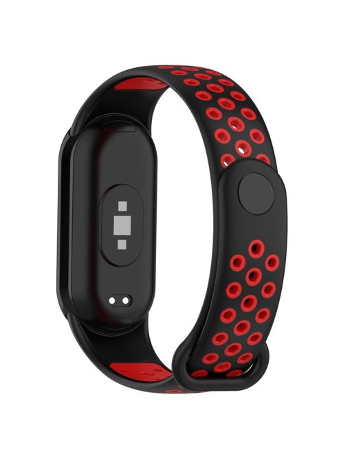 For Xiaomi Mi Band 9 NFC / Mi Band 9 / Smart Band 8 NFC / Smart Band 8 Silicone Watch Bands Strap with Silicone Connector - Black+Red