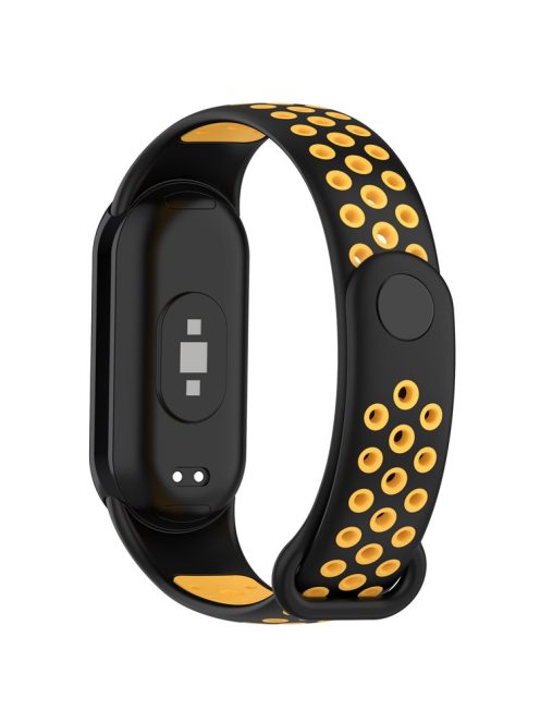 For Xiaomi Mi Band 9 NFC / Mi Band 9 / Smart Band 8 NFC / Smart Band 8 Silicone Watch Bands Strap with Silicone Connector - Black+Yellow