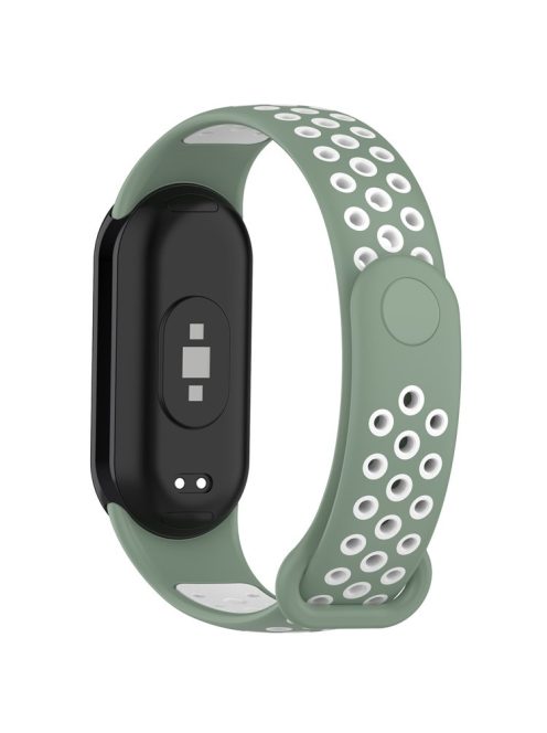 For Xiaomi Mi Band 9 NFC / Mi Band 9 / Smart Band 8 NFC / Smart Band 8 Silicone Watch Bands Strap with Silicone Connector - Light Green+White