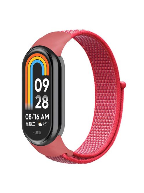 For Xiaomi Mi Band 9 NFC / Mi Band 9 / Smart Band 8 NFC / Smart Band 8 Soft Nylon Watch Band Adjustable Sport Wrist Strap - Hibiscus Pink