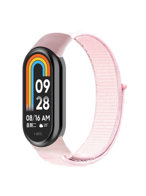 For Xiaomi Mi Band 9 NFC / Mi Band 9 / Smart Band 8 NFC / Smart Band 8 Soft Nylon Watch Band Adjustable Sport Wrist Strap - Pearl Pink