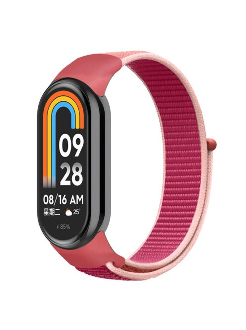 For Xiaomi Mi Band 9 NFC / Mi Band 9 / Smart Band 8 NFC / Smart Band 8 Soft Nylon Watch Band Adjustable Sport Wrist Strap - Pomegranate Red