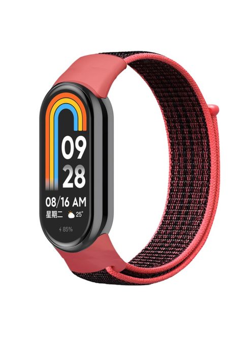 For Xiaomi Mi Band 9 NFC / Mi Band 9 / Smart Band 8 NFC / Smart Band 8 Soft Nylon Watch Band Adjustable Sport Wrist Strap - Red+Black