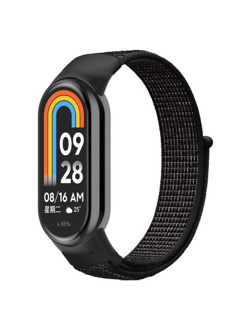 For Xiaomi Mi Band 9 NFC / Mi Band 9 / Smart Band 8 NFC / Smart Band 8 Soft Nylon Watch Band Adjustable Sport Wrist Strap - Reflective Black