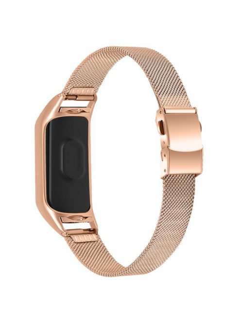 For Xiaomi Mi Band 9 NFC / Mi Band 9 / Smart Band 8 NFC / Smart Band 8 Stainless Steel Milanese Mesh Strap Adjustable Watch Band - Rose Gold