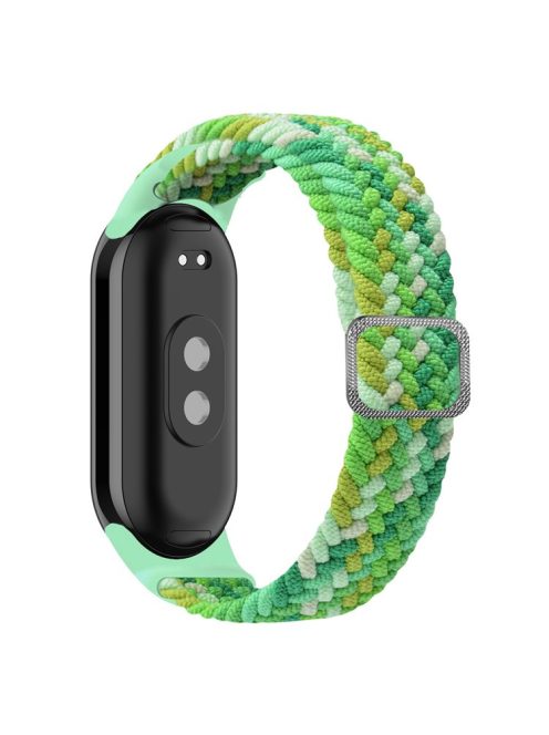 For Xiaomi Mi Band 9 NFC / Mi Band 9 / Smart Band 8 NFC / Smart Band 8 Stretchy Nylon Watch Band Adjustable Braided Sport Strap - Colorful Green