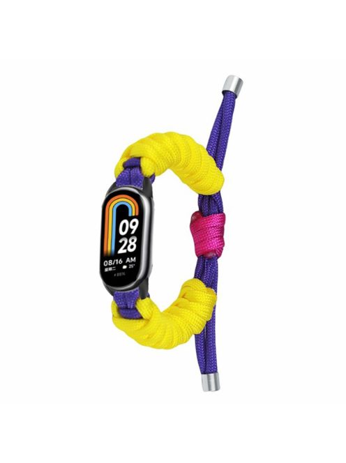 For Xiaomi Mi Band 9 NFC / Mi Band 9 / Smart Band 8 NFC / Smart Band 8 Watch Band Braided Rope Bracelet - Dark Purple+Yellow