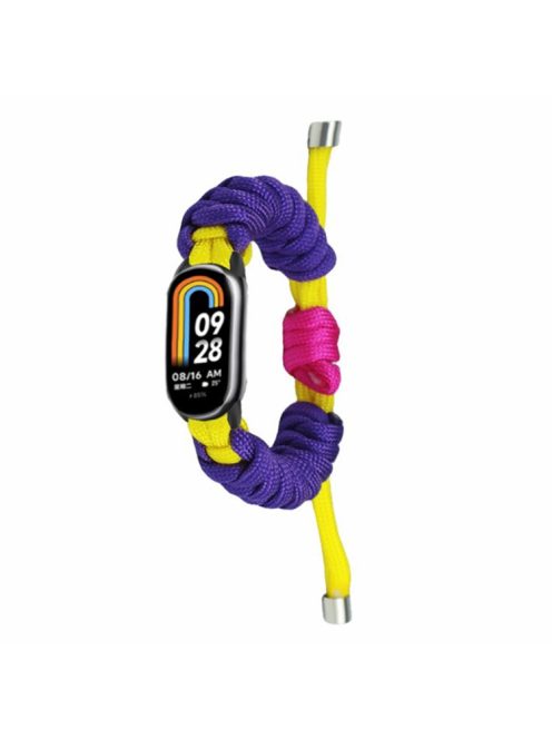 For Xiaomi Mi Band 9 NFC / Mi Band 9 / Smart Band 8 NFC / Smart Band 8 Watch Band Braided Rope Bracelet - Yellow+Dark Purple