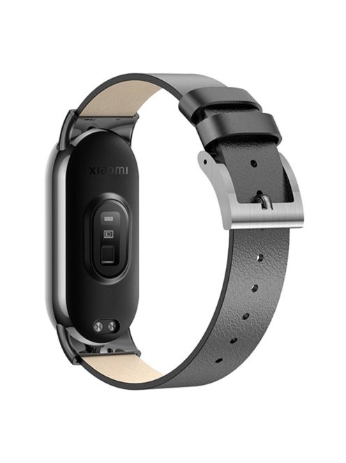 For Xiaomi Mi Band 9 NFC / Mi Band 9 / Smart Band 8 NFC / Smart Band 8 Watch Band Genuine Cow Leather Replacement Straps - Black