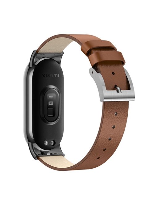 For Xiaomi Mi Band 9 NFC / Mi Band 9 / Smart Band 8 NFC / Smart Band 8 Watch Band Genuine Cow Leather Replacement Straps - Brown