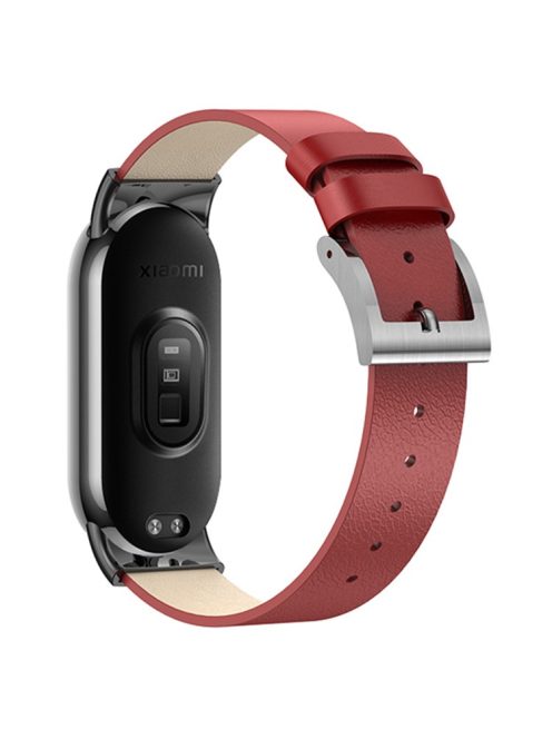 For Xiaomi Mi Band 9 NFC / Mi Band 9 / Smart Band 8 NFC / Smart Band 8 Watch Band Genuine Cow Leather Replacement Straps - Red