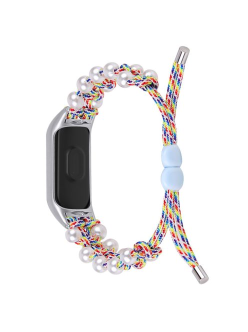 For Xiaomi Mi Band 9 NFC / Mi Band 9 / Smart Band 8 NFC / Smart Band 8 Watch Band Pearl Decor Nylon Braided Wrist Strap - Colorful