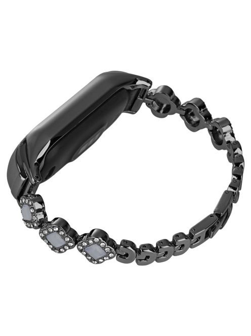 For Xiaomi Mi Band 9 NFC / Mi Band 9 / Smart Band 8 NFC / Smart Band 8 Watch Band Strap Rhinestone Decor Clover Bracelet - Black