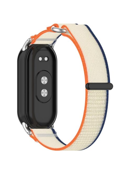 For Xiaomi Mi Band 9 NFC / Mi Band 9 / Smart Band 8 NFC / Smart Band 8 Watch Strap Breathable Nylon Sport Strap - Orange+Beige