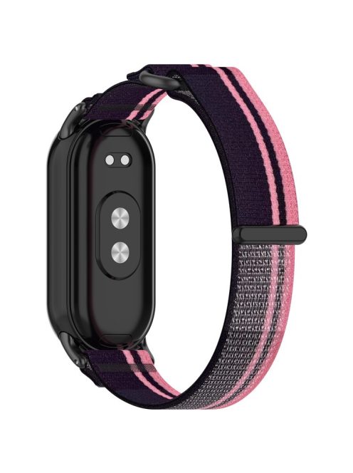 For Xiaomi Mi Band 9 NFC / Mi Band 9 / Smart Band 8 NFC / Smart Band 8 Watch Strap Breathable Nylon Sport Strap - Pink+Purple