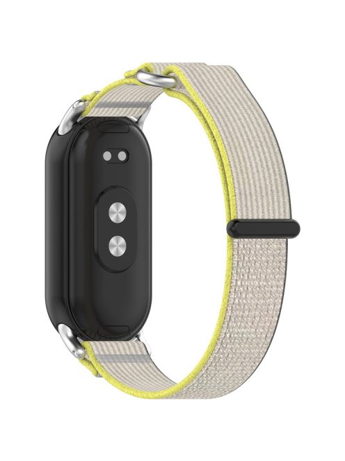 For Xiaomi Mi Band 9 NFC / Mi Band 9 / Smart Band 8 NFC / Smart Band 8 Watch Strap Breathable Nylon Sport Strap - Yellow+Grey